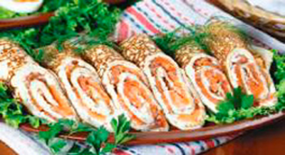 Блинчики с семгой